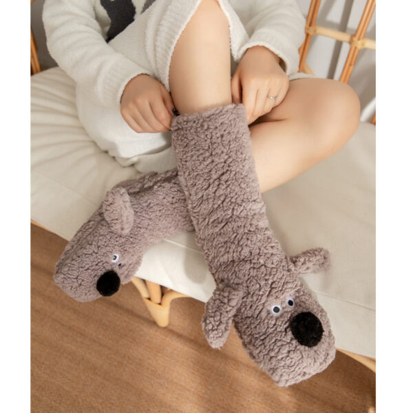 Cute Cartoon Dog Floor Socks Winter Warm Non-slip Plush Socks For Women - Image 6