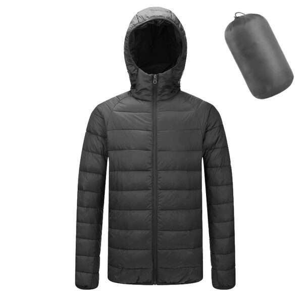 Men's Lightweight Hooded Coat Winter Warm Solid Color Zipper Jacket Fashion Portable Outerwear Top Clothing - Image 7