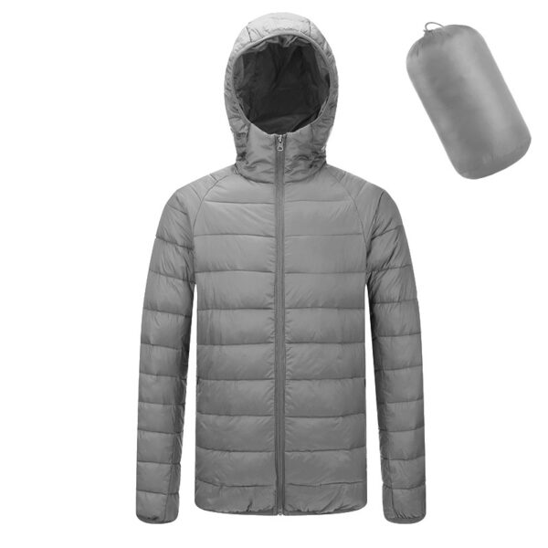 Men's Lightweight Hooded Coat Winter Warm Solid Color Zipper Jacket Fashion Portable Outerwear Top Clothing - Image 5