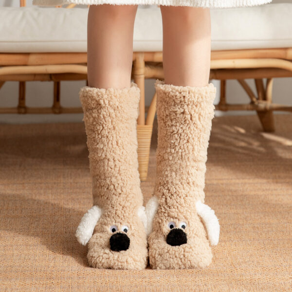 Cute Cartoon Dog Floor Socks Winter Warm Non-slip Plush Socks For Women - Image 2