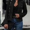 Solid Short Jacket Double Breasted Decorative Design Fashion Retro Suede Long Sleeve Outwear Tops Coat For Womens Clothing - Image 5