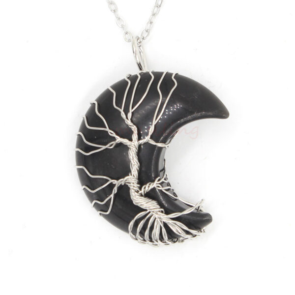 Natural Crystal Moon Pendant - Image 3