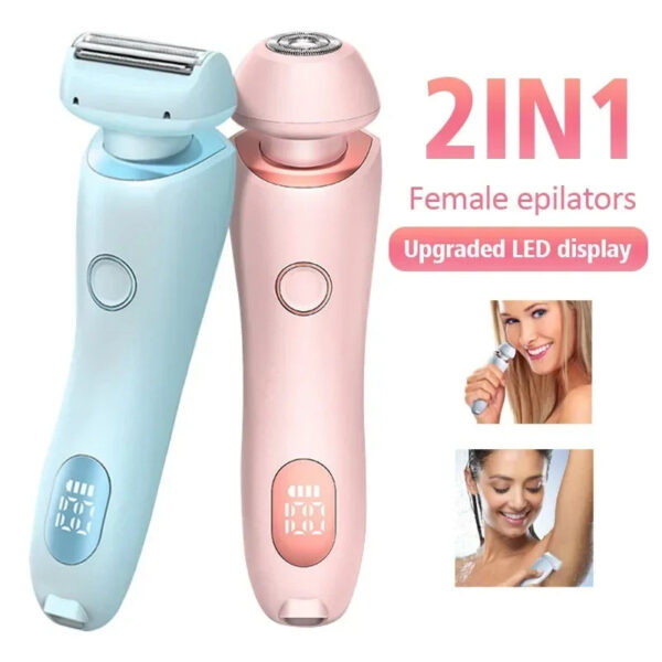 2 In 1 Hair Removal Epilator USB Rechargeable Trimmer Women Body Razor Face Leg Armpit Bikini Hand Pubic Shaver Hair Remover - Image 7